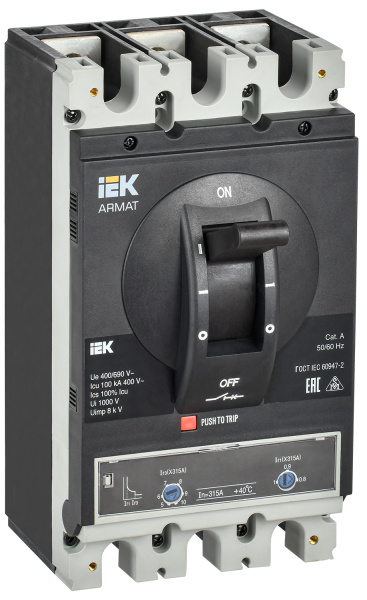 IEK ARMAT Авт. выкл. лит. корпус 3P H 100кА 315А ТМ рег.