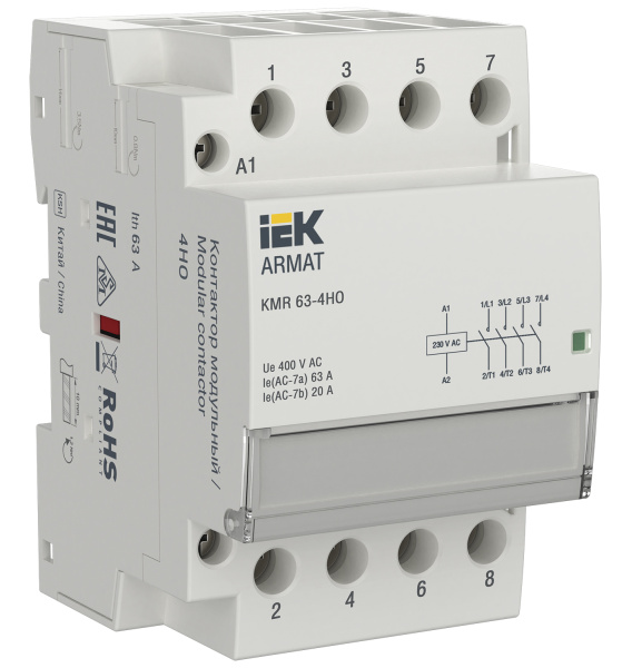 IEK ARMAT Контактор модульный KMR 63А 230В AC 4НО