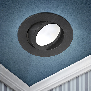 ЭРА Встраиваемый светильник алюминиевый KL86 BK MR16/GU5.3 черный