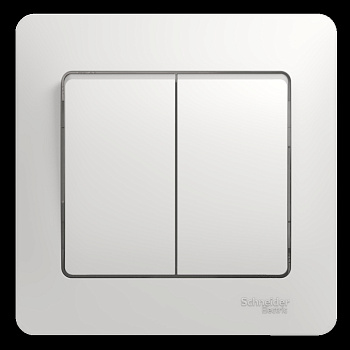 Systeme Electric Glossa Бел Выключатель 2-клавишный, сх.5, 10АХ (в сборе с рамкой)