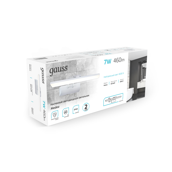 Купить Gauss Настенный светодиодный светильник Medea BR021 7W 460lm 200-240V 440mm LED 1/20