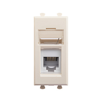 DKC Телефонная розетка RJ-12 модульная, "Avanti", "Ванильная дымка", 1 модуль