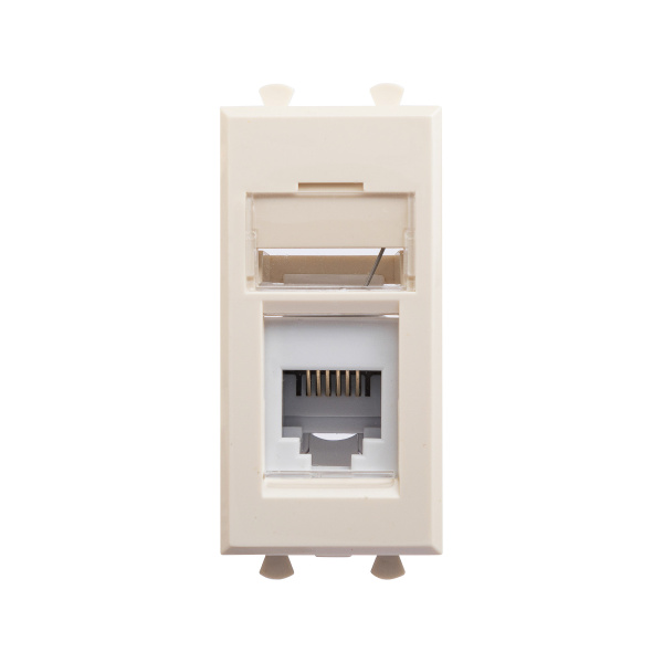 DKC Телефонная розетка RJ-12 модульная, "Avanti", "Ванильная дымка", 1 модуль