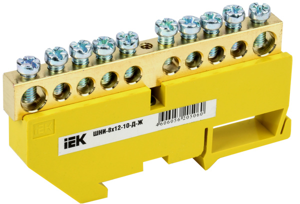 IEK Шина PE земля на DIN-изол ШНИ-8х12-10-Д-Ж