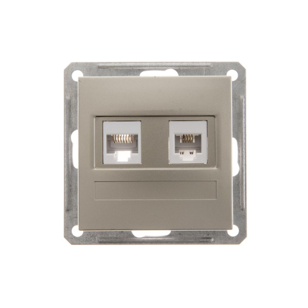 Systeme Electric Wessen 59 Шампань Розетка 2-ая ТЛФ + компьютерная 5е (RJ11+RJ45)