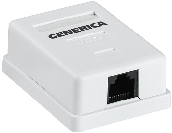 IEK GENERICA Розетка инф. настенная RJ45 кат. 5Е UTP 1 порт CS2-1C5EU-12-G