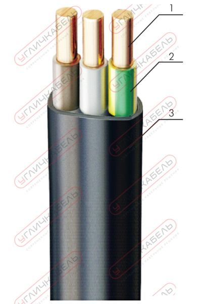 Кабель силовой с ПВХ изоляцией ВВГ-Пнг(A) -LS 3x2,5 ок(N,PE)-0,66(100м) Угличкабель