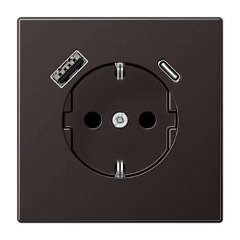 JUNG Розетка SCHUKO® с USB-зарядным устройством, тип A + тип С AL1520-15CAD-L