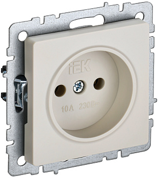 IEK BRITE BASE Бежевый Розетка 1-м б/з без защ штор 10А РС10-1-0-БрКр