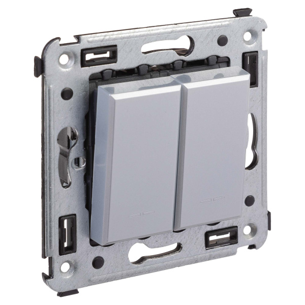 Купить DKC Переключатель двухклавишный в стену, "Avanti", "Закаленная сталь"