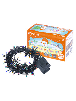 TDM Гирлянда новогодняя, МГ 200, 220 В, многоцветная, 10 м, 8 режимов SQ0361-0006