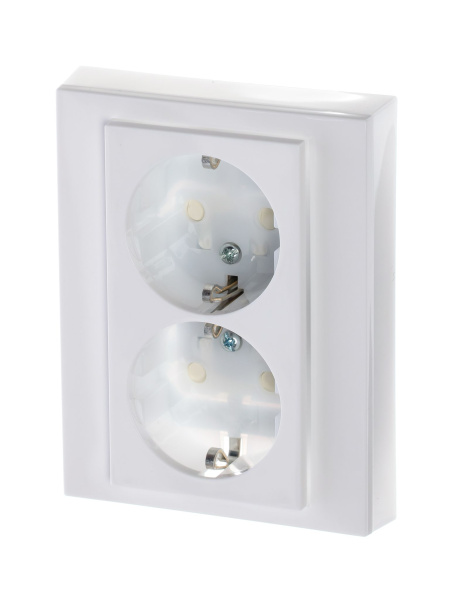 Купить ABB EPJ Levit белый / ледяной Розетка двойная с заземл, со шторками 2CHH223457C6001