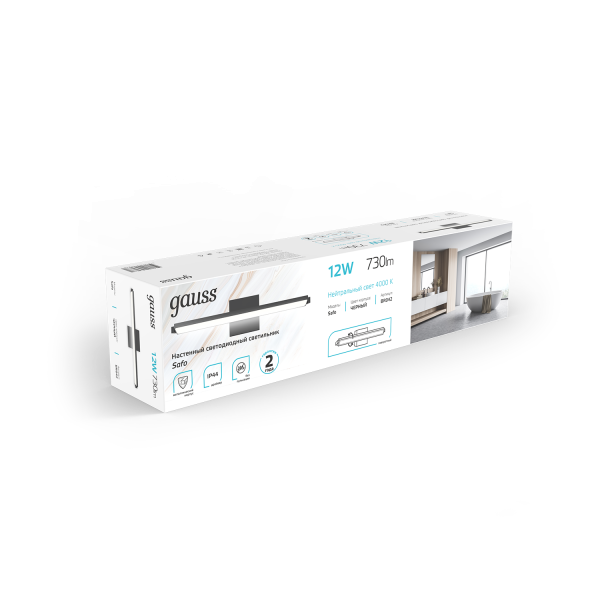 Купить Gauss Настенный светодиодный светильник Safo BR042 12W 730lm 200-240V 400mm LED 1/20