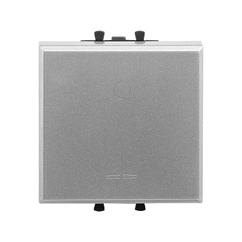 DKC Выключатель двухполюсный одноклавишный модульный "Avanti", "Закаленная сталь", 2 модуля