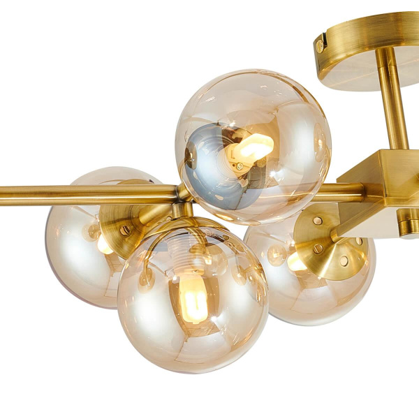 Купить Favourite 2649-10U потолочная люстра Каркас цвета латунь, плафоны из выдувного стекла янтарного цвета