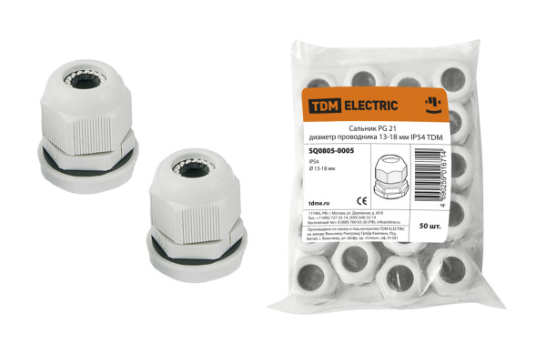 TDM Сальник PG 21 диаметр проводника 13-18мм IP54 SQ0805-0005
