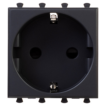 DKC Розетка модульная, 2P+E, с з/ш, "Avanti", "Черный матовый", 2 модуля