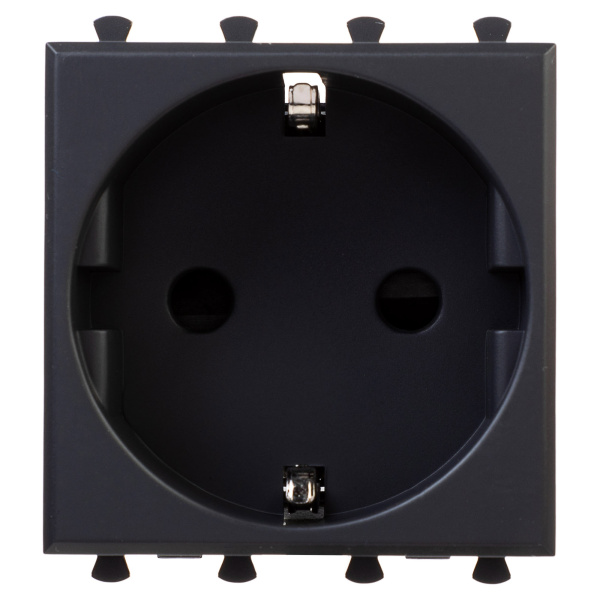 DKC Розетка модульная, 2P+E, с з/ш, "Avanti", "Черный матовый", 2 модуля