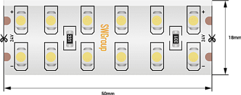 SWG Лента светодиодная стандарт 3528, 240 LED/м, 19,2 Вт/м, 24В , IP65, Цвет: Холодный белый SWG3240-24-19.2-W-65