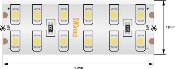 SWG Лента светодиодная стандарт 3528, 240 LED/м, 19,2 Вт/м, 24В , IP65, Цвет: Холодный белый SWG3240-24-19.2-W-65