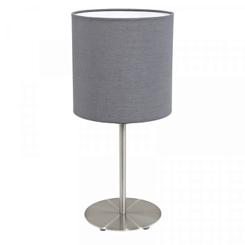 Eglo Лампа настольная PASTERI, 1х60W (E27), Ø180, H400, никель матовый/текстиль, cерый 31596