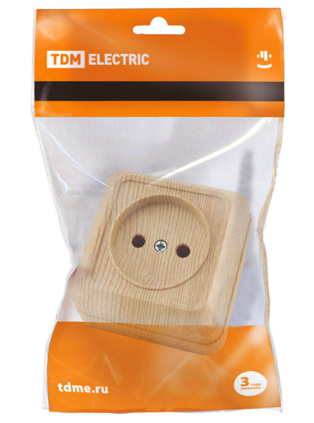 Купить TDM Розетка 2П открытой установки IP20 10А 250В (керамика) сосна "Ладога" SQ1801-0410