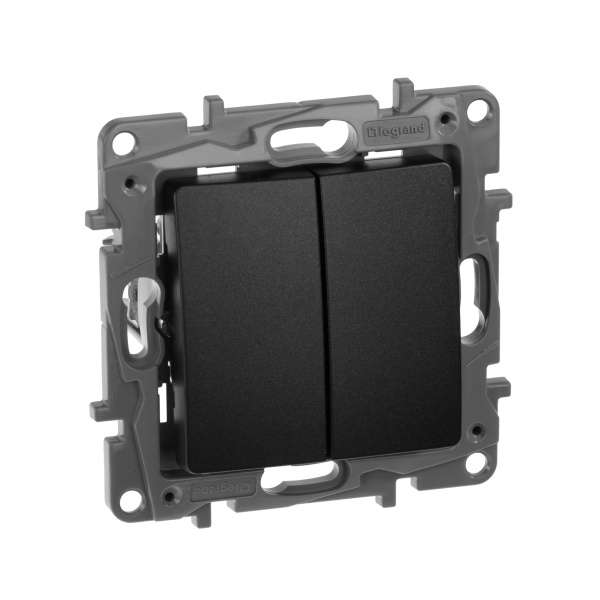 Legrand Etika Антрацит Переключатель 2-клавишный, 10А, авт. клем 672612