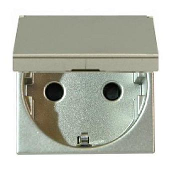 ABB NIE Zenit Шампань Розетка с/з с защитными шторками с крышкой 2 мод 2CLA228810N1901