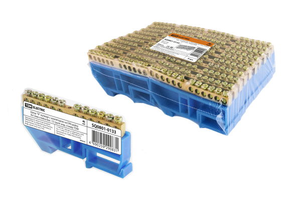 TDM Шина "N" нулевая с изолятором на DIN-рейку 8x12мм стойка бол. 12 групп инд. стикер SQ0801-0133