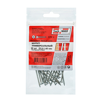 Tech-Krep Саморез ШУц 3,0х40 пот. гол. (20 шт) - пакет 102414