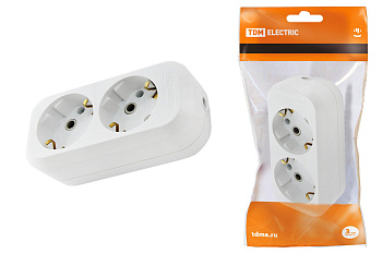 TDM Колодка розеточная 2 гнезда 2П+З 16А 250В белая SQ1806-0015
