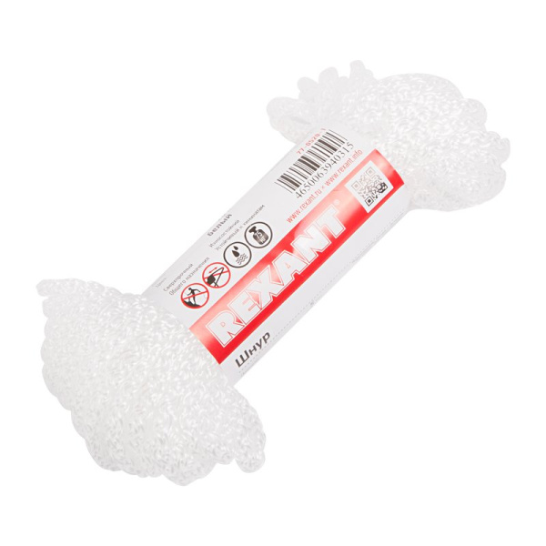 Шнур 5мм 20м (белый) Rexant 77-0520-1