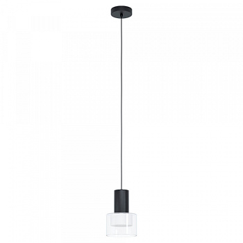 Eglo MOLINEROS Подвес светодный димм, 1х5W(GU10), Ø140, H1500, 1х400lm, сталь, черный/стекло, пластик, прозрачный, белый 39725
