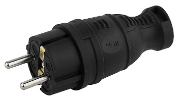 ЭРА V8-B-IP44 Черный Вилка каучуковая з/з прямая 16A IP44