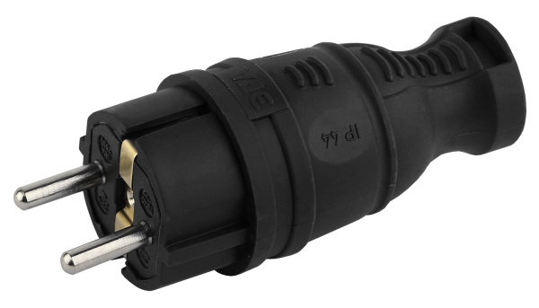ЭРА V8-B-IP44 Черный Вилка каучуковая з/з прямая 16A IP44