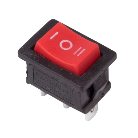 Выключатель клавишный 250V 6А (3с) ON-OFF-ON красный с нейтралью Mini Rexant 36-2144