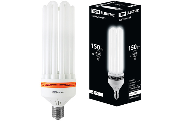 TDM Лампа энергосберегающая КЛЛ-6U-150 Вт-6500 К–Е40 (105х355 мм) SQ0323-0133