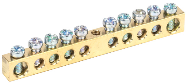 IEK Шина PEN земля-ноль 6х9мм 10/1 (10групп/креп по центр)