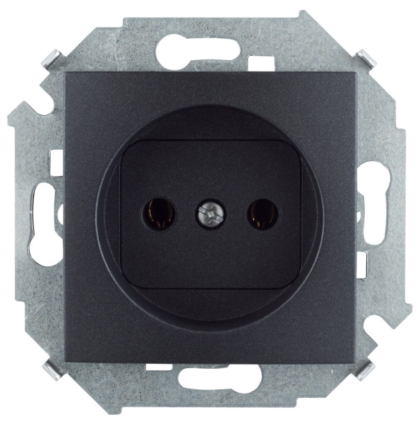 Simon 15 Графит Розетка без заземления 2P, 16А, 250В, винт. зажим 1591431-038