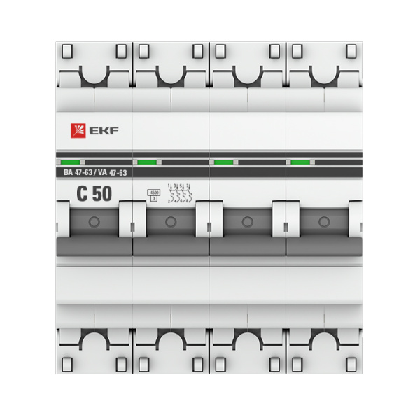 Купить EKF PROxima ВА 47-63 Автоматический выключатель (С) 4P 50А 4,5kA mcb4763-4-50C-pro