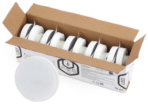 ЭРА LED GX-6W-865-GX53 R (диод, таблетка, 6Вт, хол, GX53 (10-PACK))