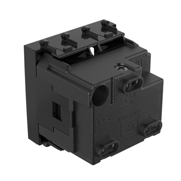 Купить DKC Розетка модульная, 2P+E, с з/ш, "Avanti", "Черный квадрат", 2 модуля