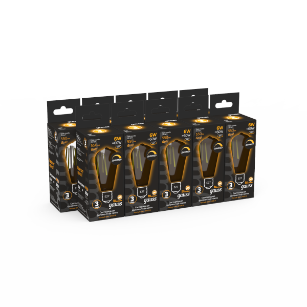 Купить Gauss Лампа Filament ST64 6W 620lm 2400К Е27 golden диммируемая LED 1/10/40 102802006-D