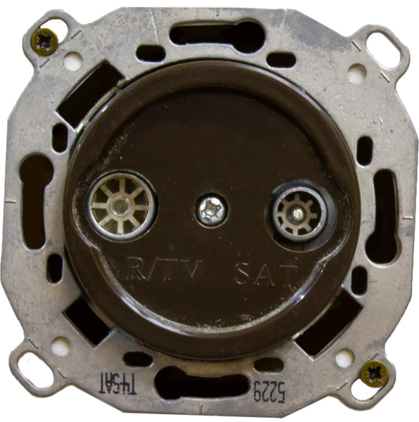 BIRONI Шедель Пластик Коричневый Розетка R/TV-SAT проходная (скрытый монтаж) B3-304-22