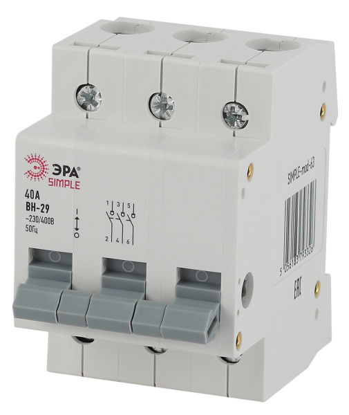 ЭРА SIMPLE-mod-65 SIMPLE Выключатель нагрузки 3P 40А ВН-29