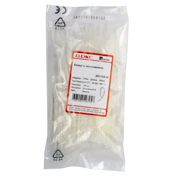 Купить DKC Хомут P6.6 с основанием, белый, 3,5x150 252155-M