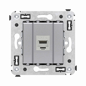 DKC Компьютерная розетка RJ-45 без шторки в стену, кат.6 одинарная экранированная, "Avanti", "Закаленная сталь"