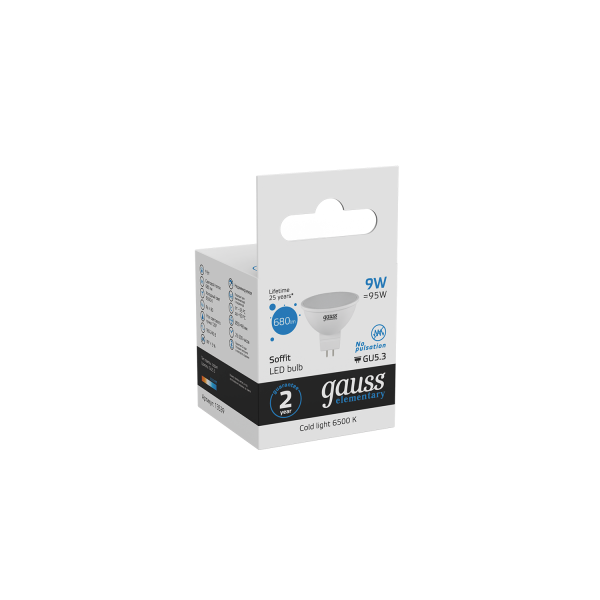 Купить Gauss Лампа Elementary MR16 9W 680lm 6500K GU5.3 LED 13539