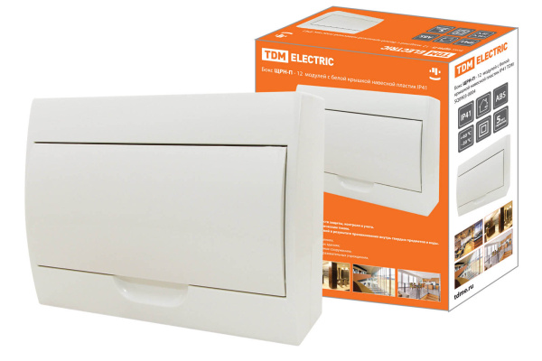 TDM Бокс ЩРН-П-12модулей с белой крышкой, навесной, пластик IP41 SQ0903-0004