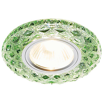 Ambrella Встраиваемый точечный светильник со светодиодной лентой S288 GR хром/изумруд хрусталь/MR16+3W(LED WHITE)